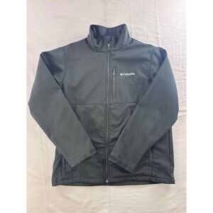 Columbia Softshell Jacket Mens Large Black Full Zip Fleece Lined Gorpcore